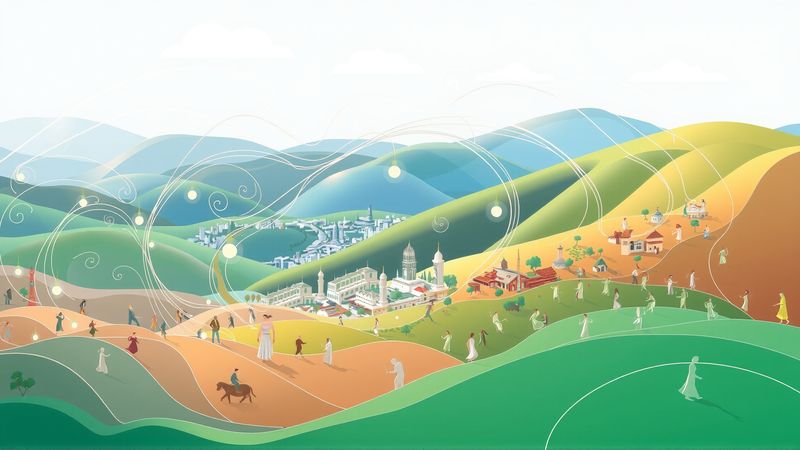 Una ilustración vibrante fusiona ciudad y naturaleza