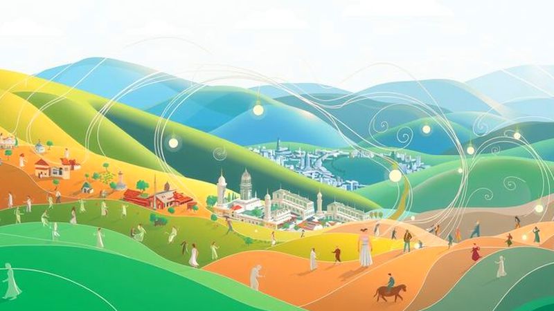 Una ilustración vibrante fusiona ciudad y naturaleza