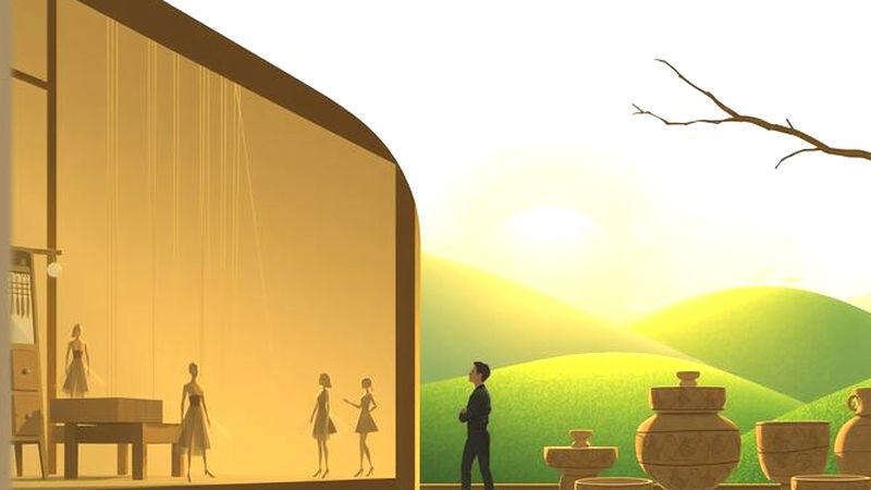 Miniaturas danzantes en un ambiente sereno
