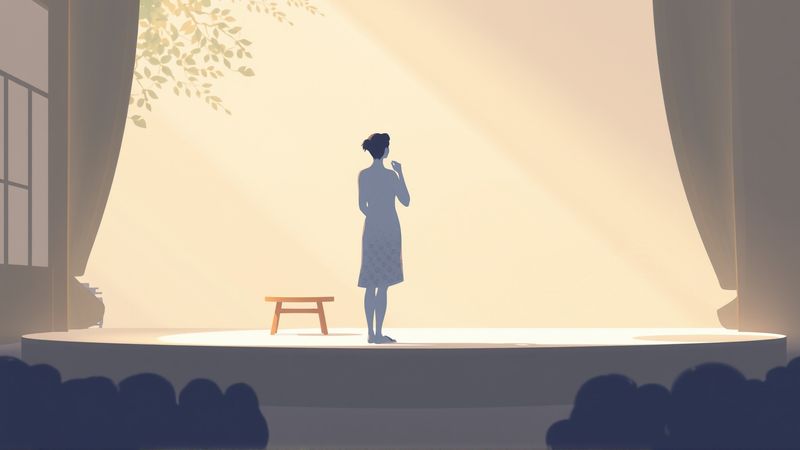 Una figura observa una escena serena