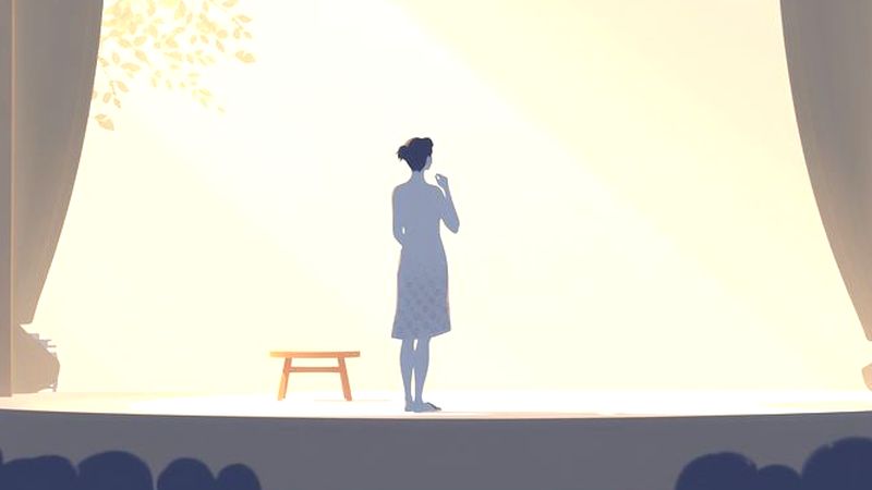 Una figura observa una escena serena