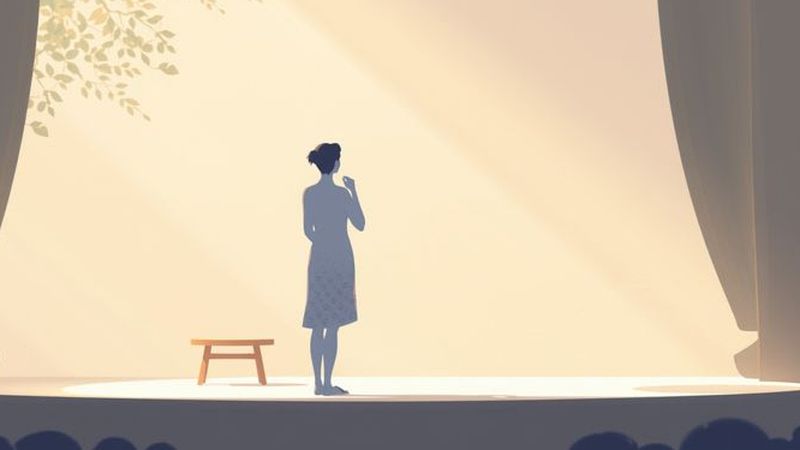 Una figura observa una escena serena