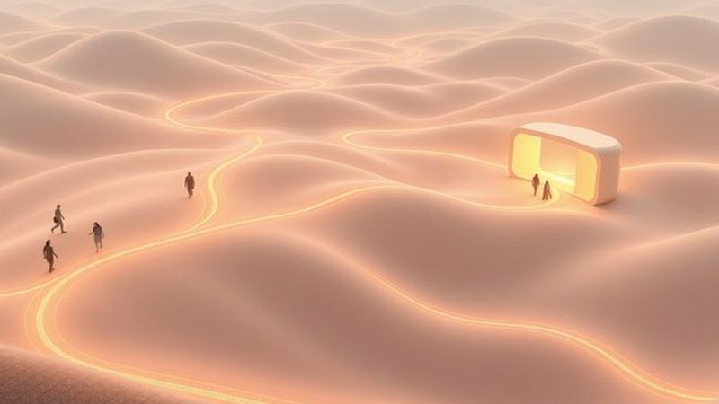 Un paisaje armonioso integra tecnología y humanos