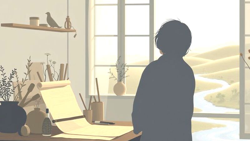Un observador reflexivo contempla un pergamino antiguo