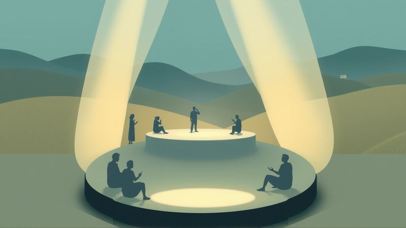 Escena serena de narrativas evolutivas