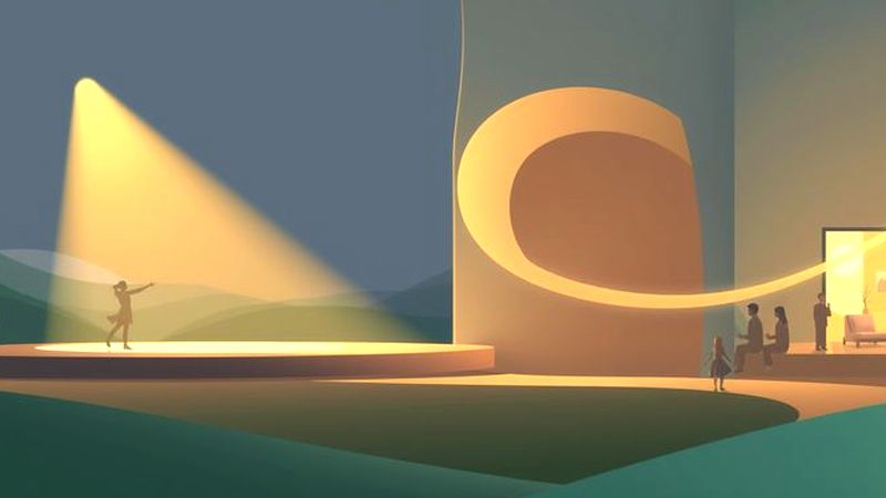 Un teatro iluminado inspira quietud y movimiento