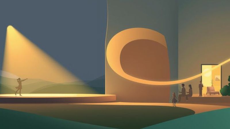Un teatro iluminado inspira quietud y movimiento