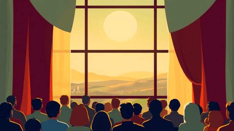 Una escena teatral cálida y atmosférica