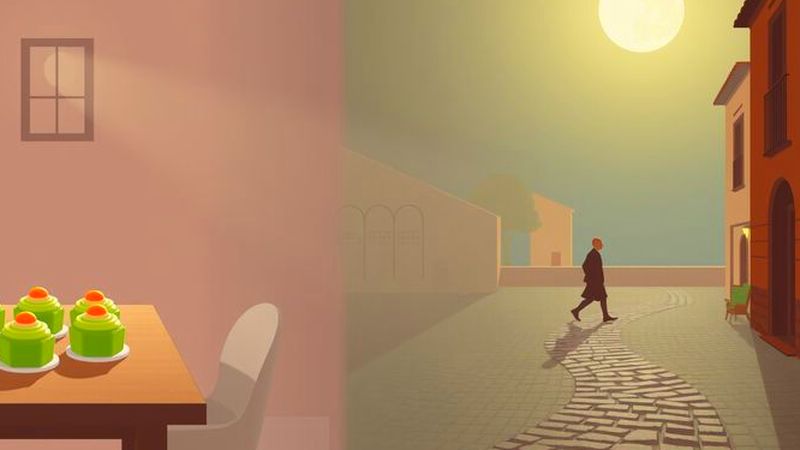 Un ser contemplativo avanza hacia la luz