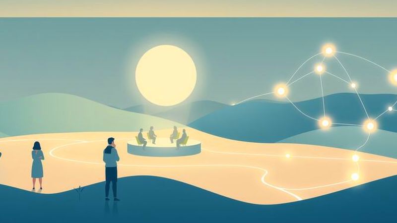 Redes luminosas conectan comunidad pacífica y colaborativa