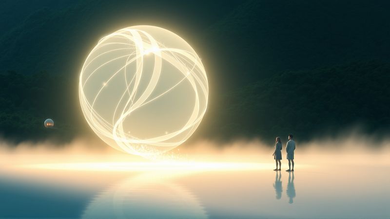 Una esfera luminosa danza en calma