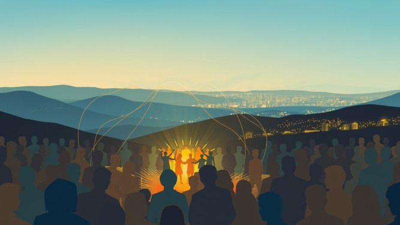 Una celebración pacífica y luminosa se une