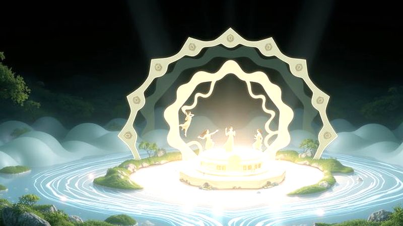Un círculo luminoso y sereno evoluciona